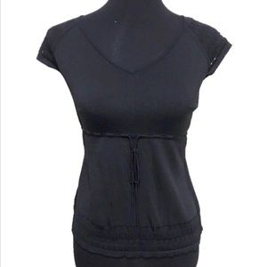 Ann Taylor loft black top with detailed shoulder M